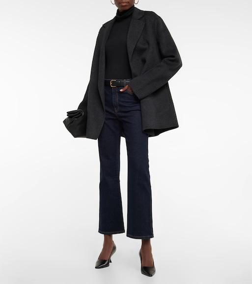 THE ROW Square Toe Smooth Calfskin Leather Pumps In Black