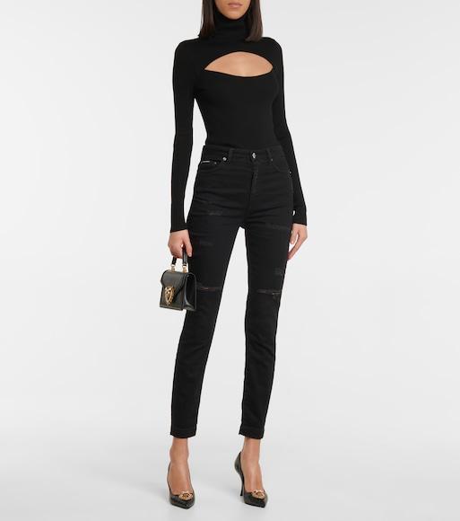 DOLCE & GABBANA Women Devotion Small Leather Handbag In Black