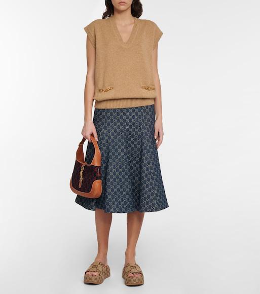 GUCCI Angelina Logo-jacquard Coated-canvas Platform Slides In Neutrals