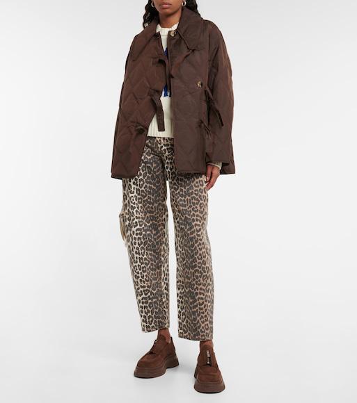 GANNI Wide-leg Animal Print High-rise Jeans With Belt Loops In Gray