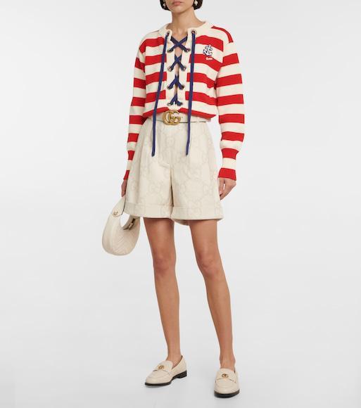 GUCCI Gg Leather Belt In White