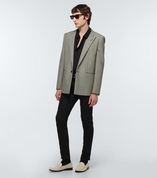 SAINT LAURENT Leather Loafer With Iconic Monogram In White