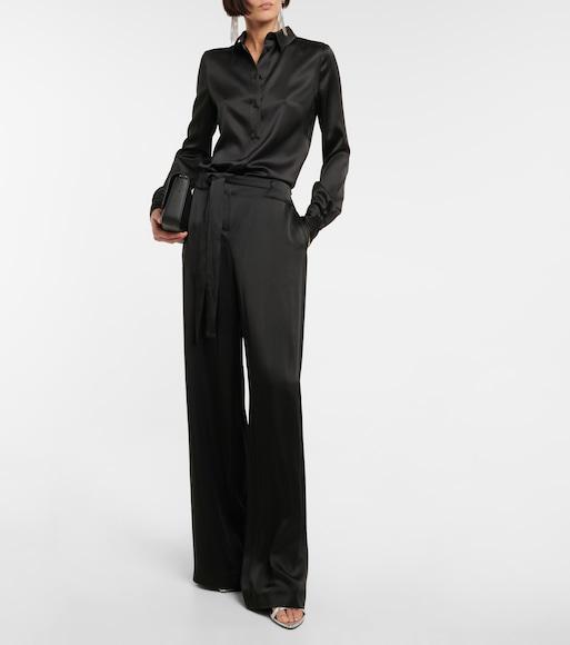 TOM FORD Stretch Silk Satin Relaxed Fit Shirt Clothing In Black