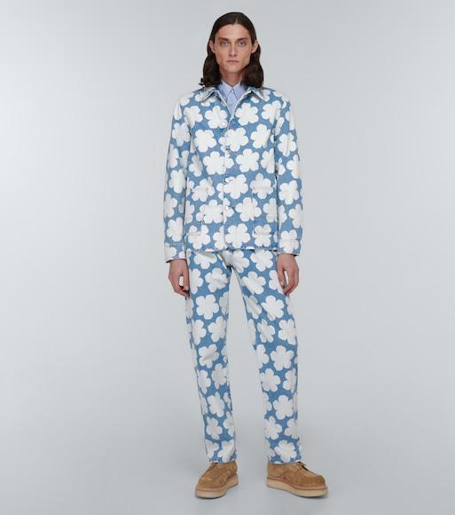 KENZO Men's Poppy Denim Workwear Jacket In Sky Blue