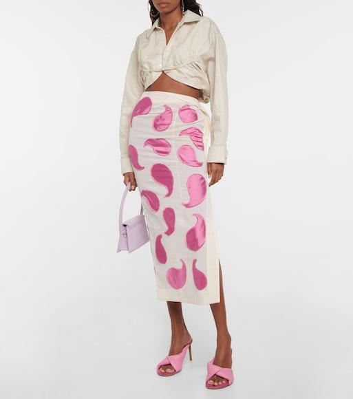 JACQUEMUS Baci Cropped Underwired Cotton And Linen-blend Shirt In Beige