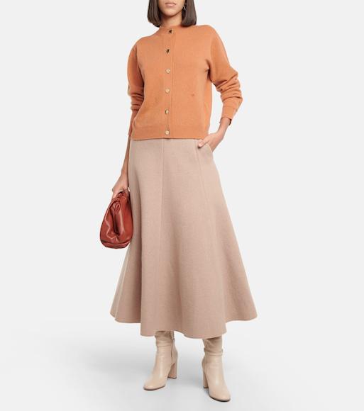 GABRIELA HEARST Maureen High-rise Pleated Midi Skirt In Camel