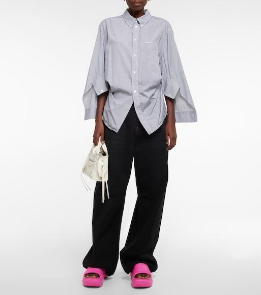 BALENCIAGA + Crocs Pool Perforated Neon Rubber Slides In Electric Pink