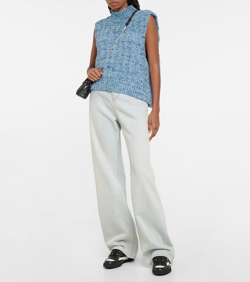 MAISON MARGIELA Cut-out Wide Leg Jeans In Blue