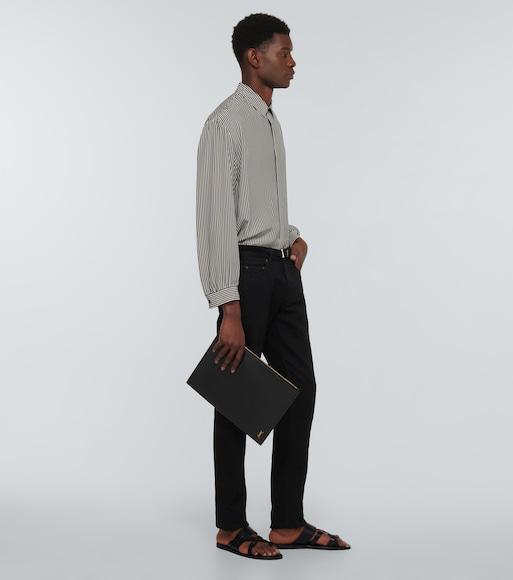 SAINT LAURENT Culver Leather Sandals In Black