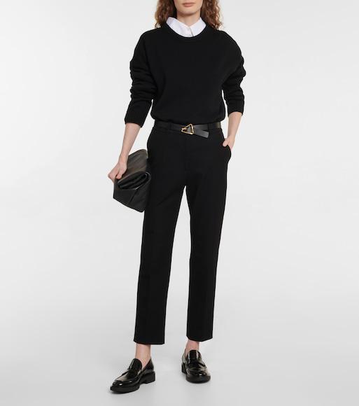 THE ROW Hover Wool Knit Crewneck Sweater In Black