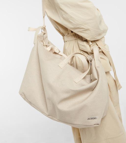 JACQUEMUS Asymmetrical Crop Top In Light Beige