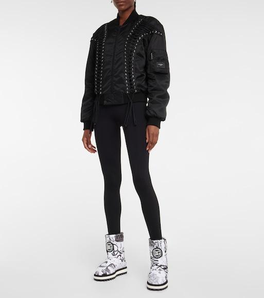 DOLCE & GABBANA Lace-up Technical Fabric Bomber Jacket In Black