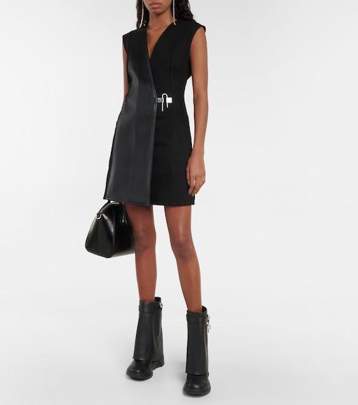 GIVENCHY Shark Lock Biker Ankle Boots In Leather And Shearling In Black