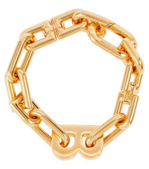 BALENCIAGA Gold Thin B Chain Bracelet In Shiny Gold