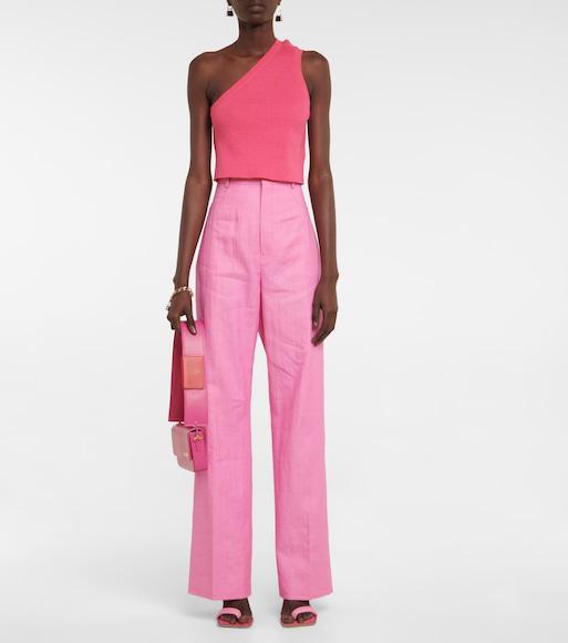 JACQUEMUS La Maille Ascu One Shoulder Knit Top In Pink