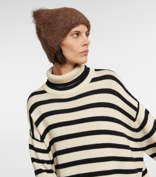 TOTÊME Toteme Striped Wool Cotton Turtleneck In Neutral