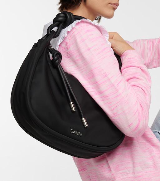 GANNI Balloon Sleeve Poplin Cotton Shirt In White