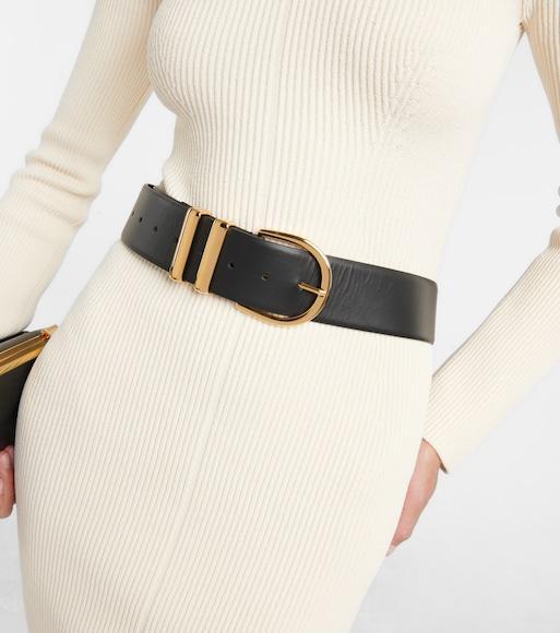 KHAITE Bella Leather Belt In Black