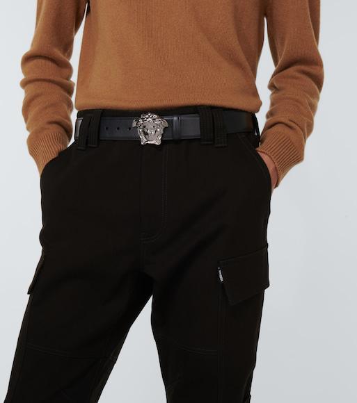 VERSACE La Medusa Reversible Leather Belt In Black