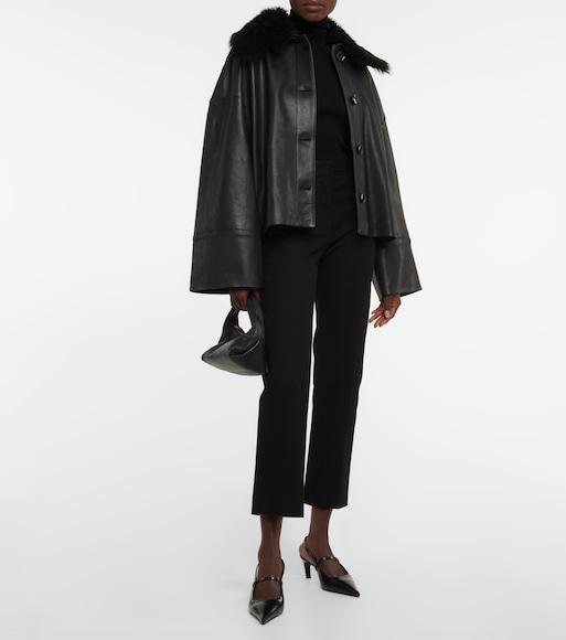 TOTÊME Womens Toteme Signature Relaxed-fit Shearling Jacket In Black