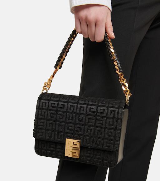 GIVENCHY Black Leather Sandals With G Cube Heel In Green Forest