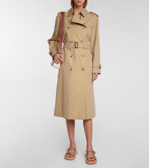 BURBERRY Kensington Long Organic Cotton-gabardine Trench Coat In Beige