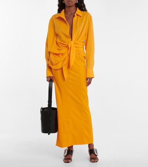 JACQUEMUS La Chemise Bahia Tie-detail Shirt In Orange