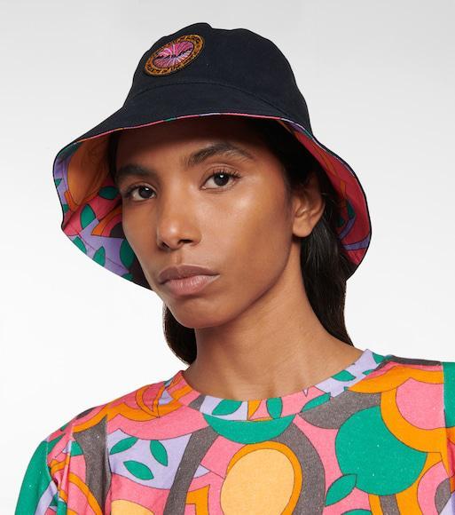 ISABEL MARANT Haley Reversible Print Cotton Bucket Hat In Faded Night
