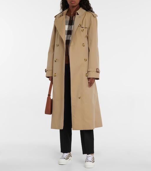 BURBERRY Kensington Long Organic Cotton-gabardine Trench Coat In Beige