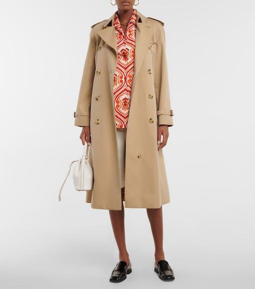 BURBERRY Kensington Long Organic Cotton-gabardine Trench Coat In Beige