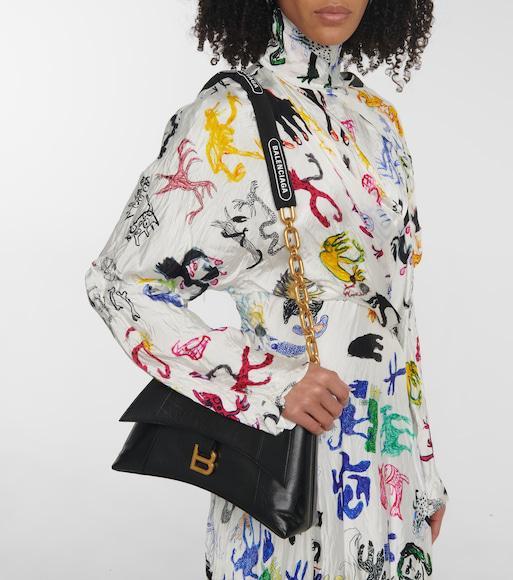 BALENCIAGA Crush Small Crinkled Leather Shoulder Bag In Black