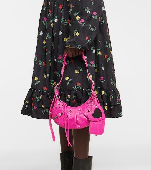 BALENCIAGA Reversible Black Flowers Trench Coat In Multi