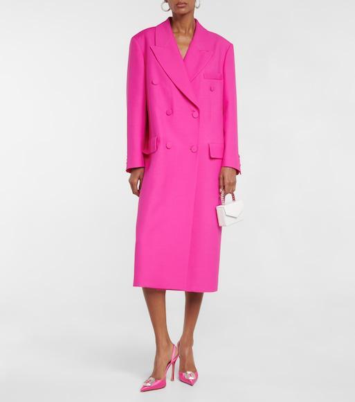 AMINA MUADDI Camelia Crystal-embellished Satin Slingback Pumps In Pink