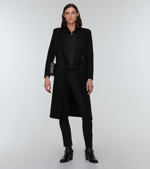 SAINT LAURENT Wyatt Harness Calf Leather Ankle Boots In Black