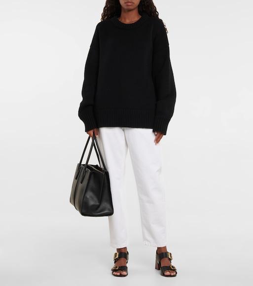 THE ROW Hover Wool Knit Crewneck Sweater In Black