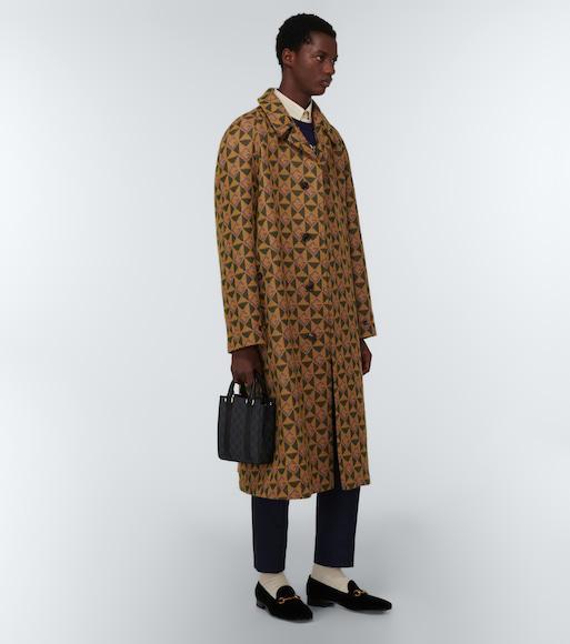 GUCCI Mens Blue Ivory Monogram-intarsia Regular-fit Wool Jumper