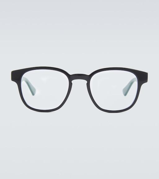 GUCCI Round Glasses In Black-green-transparent