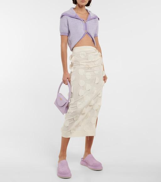 JACQUEMUS Campana Cropped Button-front Wool Cardigan In Light Purple