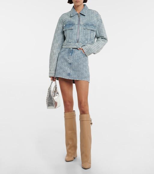 GIVENCHY Shark Lock Grained Leather Boots In Neutral