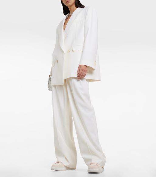 ALEXANDER MCQUEEN Oversized-shoulder Wool Suit Jacket In White