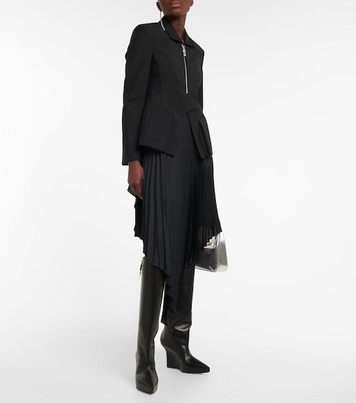 GIVENCHY G-lock Leather Wedge Knee-high Boots In Black