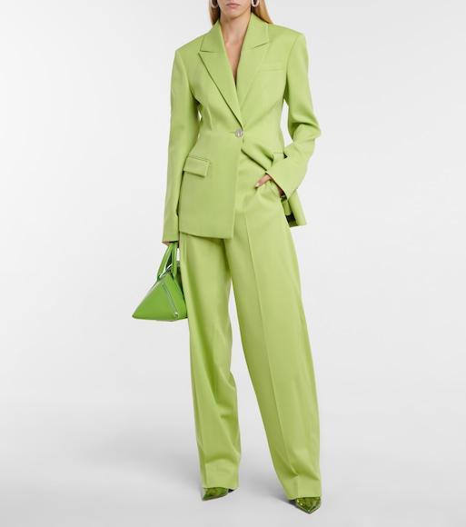 ATTICO Jagger Wool Gabardine Tapered Pants In Green