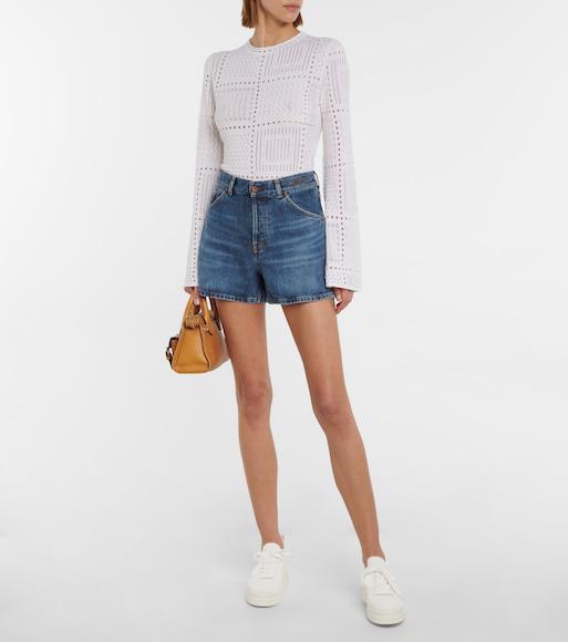 CHLOÉ Mid Wash Kadovar Denim Shorts In Mittelblauer Denim