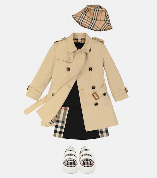 BURBERRY Kids' Cotton Gargadine Trench In Honey