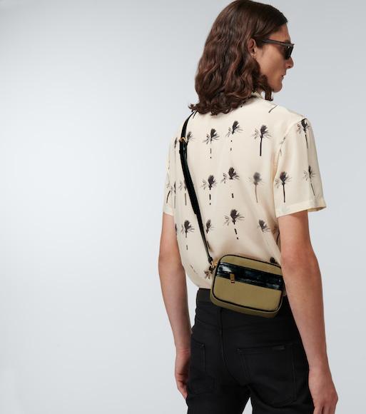 SAINT LAURENT Slim Grained Leather Belt In Black