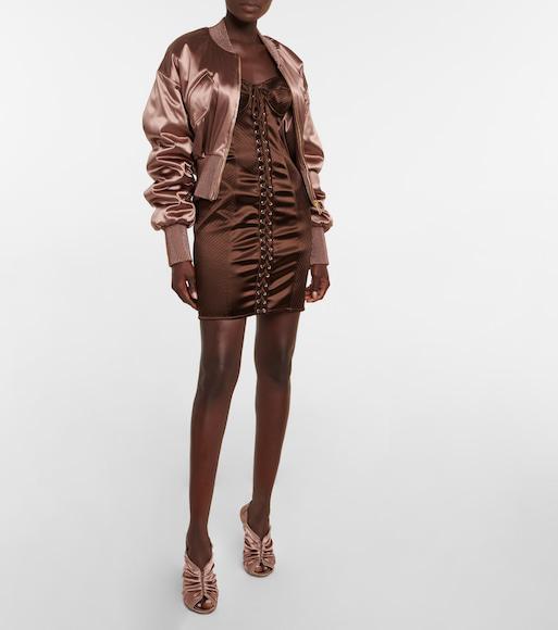 DOLCE & GABBANA Ruched Satin Slingback Sandals In Pink