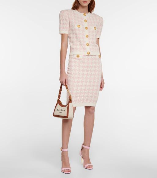 BALMAIN B-army Shoulder Canvas And Leather Bag In Sand