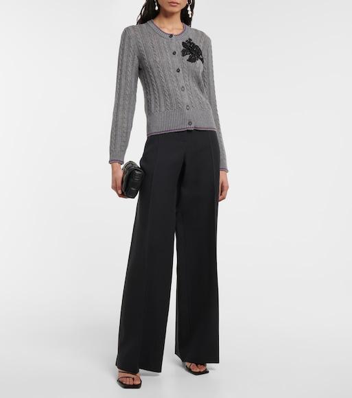 THE ROW Pipa Wool And Silk Wide-leg Pants In Black