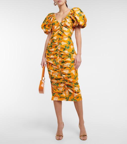 AGUA BY AGUA BENDITA Camelia Sabanero Dorado Floral-print Midi Dress In Multi