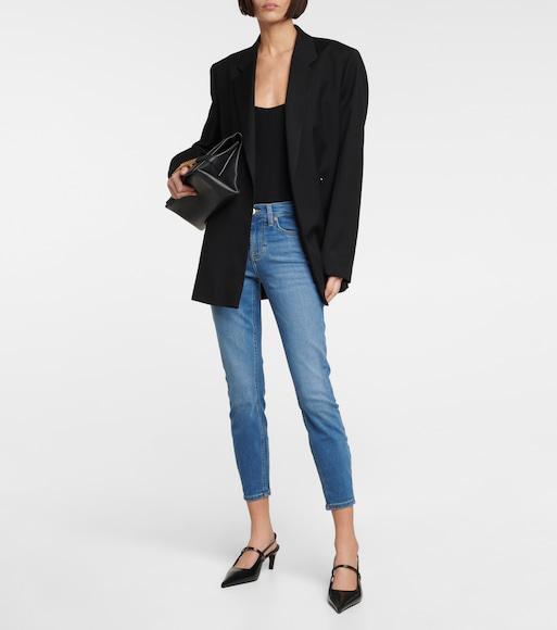 TOTÊME Toteme Sharp Pointed Toe Croc Embossed Slingback Pump In Black